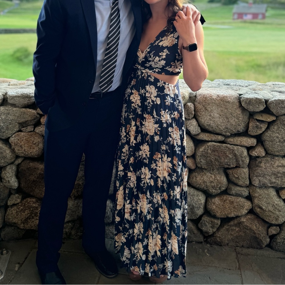 Abercrombie Giselle Pleated Cutout Maxi Dress